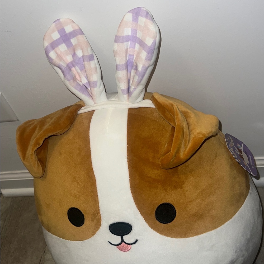 NEW Squishmallows Brenden Dog with Purple Bunny Ears 16” - Picture 2 of 8